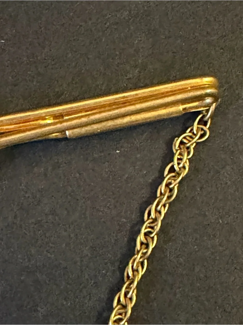 Vintage Swank Tie Bar Clip Gold Tone Chain Men's Jewelry Retro Dad Father Lot 2x